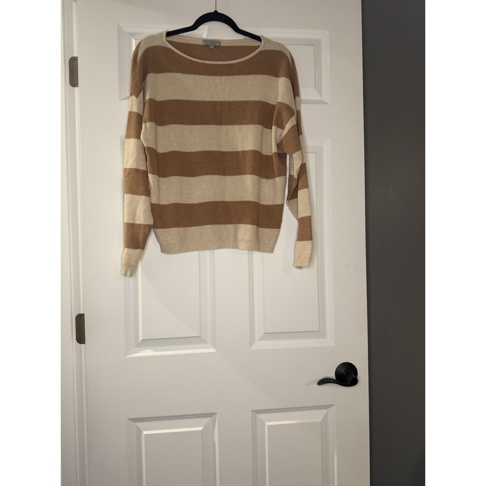 Evolution Sweater Size Small Brown Beige Stripe